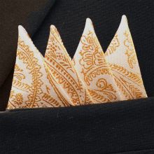 Färdigvikt bröstnäsduk Paisley Guld