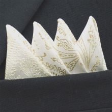 Färdigvikt bröstnäsduk Paisley Ivory