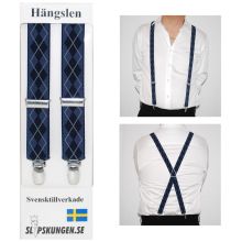 Svenska hängslen  Smala Blårutiga