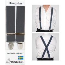 Svenska hängslen  Breda Mörkgråa