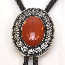 Bolotie OVAL BROWN-RED  MEDALLION