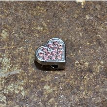 Berlock till armband - Hjärta med rosa strass
