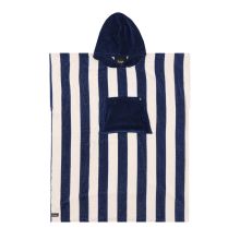 Badponcho/ombytesponcho. Bedu blå/vit. Ekologisk bomullsfrotte.