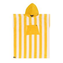 Badponcho/ Ombytesponcho. Bedu Gul/vit. Ekologisk bomullsfrotte.