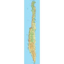 Öland väggkarta Norstedts 34x139cm