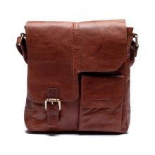 Axelväska med lock cognac skinn Springfield 155
