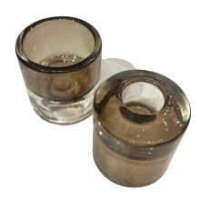 Ljuskopp Vändbar Glas Grå 5x6 cm