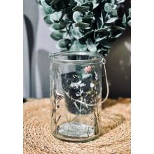 Ljushållare Lykta Blommor Fjäril Glas 15 cm