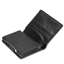 Korthållare med smart automatisk funktion i läder -med rfid blockering!