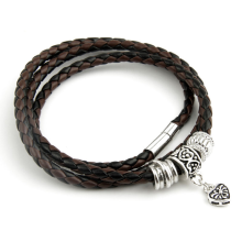 Läderarmband med metalldetaljer och bajonettlåsning -Svart/Brunt