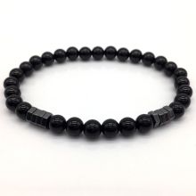 Armband med svarta blanka stenpärlor
