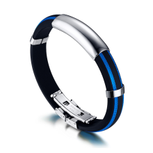 Armband i rostfritt stål och Silikon -Blå