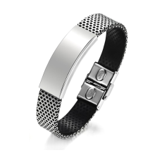 Armband i rostfritt stål och PU-läder