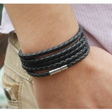 Läderarmband 90 cm -Svart