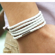 Läderarmband 90 cm -Vitt