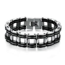 Armband i rostfritt stål och svart gummi