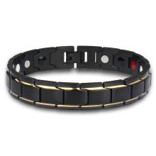 Magnetarmband i rostfritt stål  -Svart/Guld