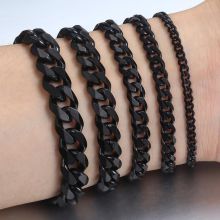 Pansarlänk -Armband i rostfritt stål -Svart 3mm