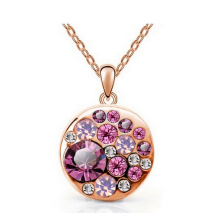 Halsband med Cubic Zircona och i 18 K Guldplätering -Rosa