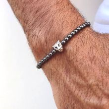 Armband med svarta stenar i hematit -Leopard