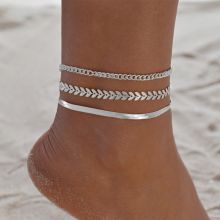 Set med tre Ankelkedjor i 925 Sterling silverplätering