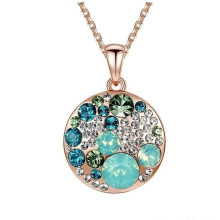 Halsband med Cubic Zircona och i 18 K Guldplätering -Grön