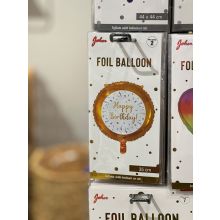 Ballong Happy Birthday Rund Guld Folie