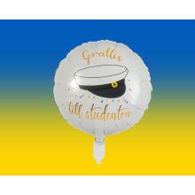Ballong Student Vit/Guld Folie 46 cm