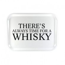 Bricka whisky vit med svart text