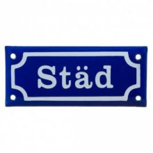 Städ blå emaljskylt