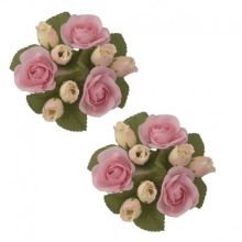 Ljusmanschetter 2-pack rosa rosor för kronljus