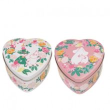 2 st hjärtformade mumin burkar hjärtevän vit och rosa från martinex