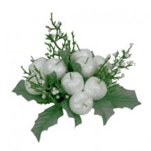 Ljusmanschett med vita bär och gröna blad för kronljus