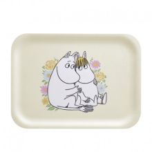 Bricka  mumin flowers 27 x 20 cm i björkfaner från muurla