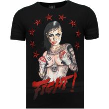 Fighter Rhinestone - Man T-Shirt Svart