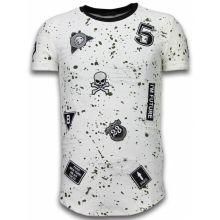 Paint Drops Army Long Fit = Herr T-Shirt Vit