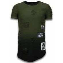 Pictured Flare Effect Long Fit - Herr T-Shirt Grön