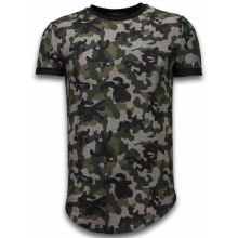 Camouflaged Fashionable Long Fit - T-Shirt Herr Grön