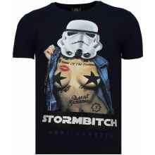 Stormbitch Rhinestone -Man T-Shirt Blå