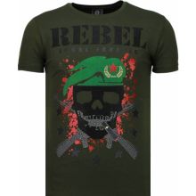 Skull Rebel Rhinestone - T-Shirt Herr Grön
