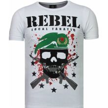 Skull Rebel Rhinestone - Herr T-Shirt Vit