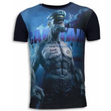 Captain Sailor Man Rhinestone - Herr T-Shirt Marinblå