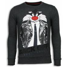 Pussy Cat Rhinestone Sweater - Tröjor Herr Stenkol
