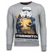 Stormbitch Rhinestone Sweater - Man Tröja Grå