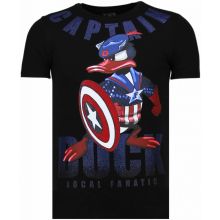 Captain Duck Rhinestone - Man T-Shirt Svart