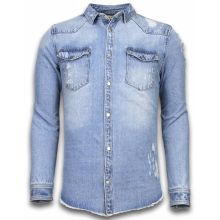 Ljus Jeansskjorta Herr - Mörk Jeansskjorta Blå