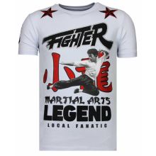 Fighter Legend Rhinestone - Man T-Shirt Vit