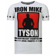 Iron Mike Tyson Rhinestone - Man T-Shirt Vit