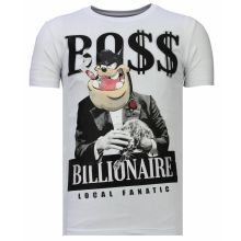 Billionaire Boss Rhinestone - Man T-Shirt Vit