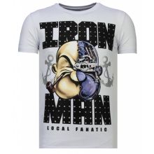 Iron Man Popeye Rhinestone - Man T-Shirt Vit